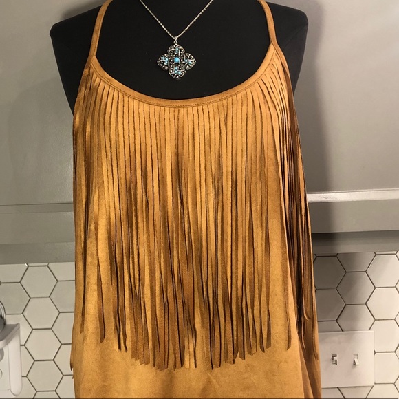 Camel faux suede dress - Picture 2 of 7